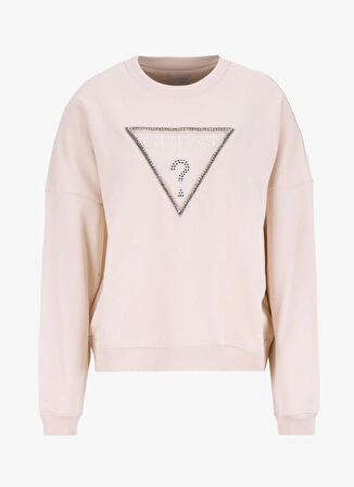 Guess Yuvarlak Yaka Baskılı Krem Kadın Sweatshırt Rachele Kadın Sweatshirt