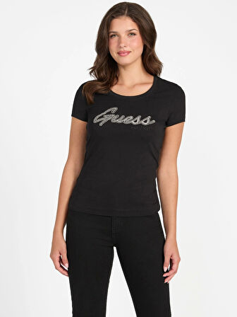 Guess Hot Kadın Siyah Slim Fit T-Shirt W5YI16J1314-JBLK