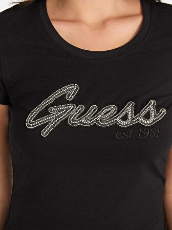 Guess Hot Kadın Siyah Slim Fit T-Shirt W5YI16J1314-JBLK