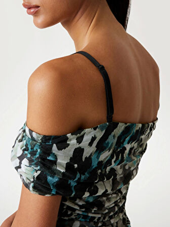 Guess Off Shoulder Kadın Çok Renkli Elbise W5YK21KCZC2-PJ1R