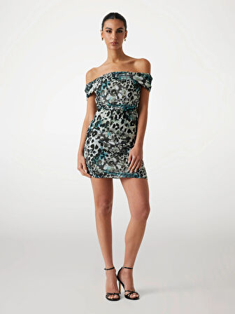 Guess Off Shoulder Kadın Çok Renkli Elbise W5YK21KCZC2-PJ1R