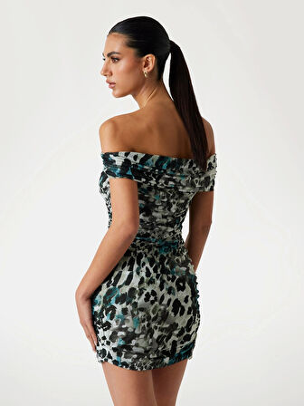 Guess Off Shoulder Kadın Çok Renkli Elbise W5YK21KCZC2-PJ1R