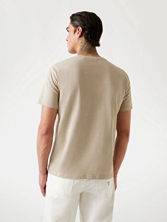 Guess Ss Cn Patch Erkek Bej Regular Fit T-Shirt M4YI0AKCCM1-G1CA