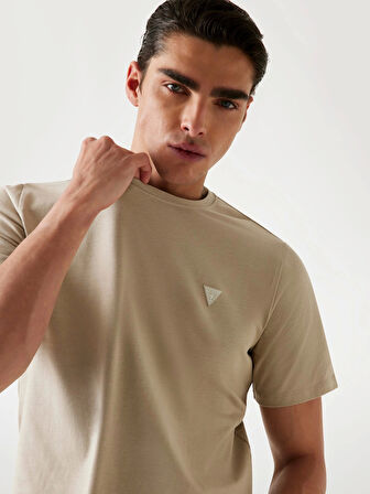 Guess Ss Cn Patch Erkek Bej Regular Fit T-Shirt M4YI0AKCCM1-G1CA