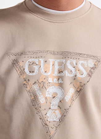 Guess Bisiklet Yaka Bej Erkek Sweatshırt M5YQ05K68I4-G1CA Triangle Erkek Sw