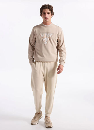 Guess Bisiklet Yaka Bej Erkek Sweatshırt M5YQ05K68I4-G1CA Triangle Erkek Sw