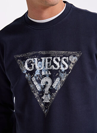 Guess Bisiklet Yaka Lacivert Erkek Sweatshırt M5YQ05K68I4-G7V2 Triangle Erkek Sw