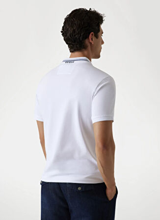 Guess Düz Beyaz Erkek Polo T-Shirt M5YP66J1314-G011 Nolan Erkek Slim F