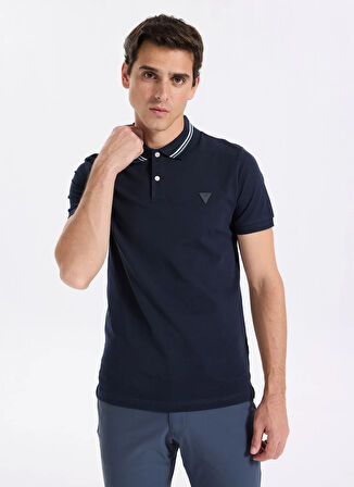Guess Düz Lacivert Erkek Polo T-Shirt M5YP66J1314-G7V2 Nolan Erkek Slim F