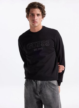 Guess Bisiklet Yaka Siyah Erkek Sweatshırt M5YQ08KCN01-JBLK Beau Erkek Sweats