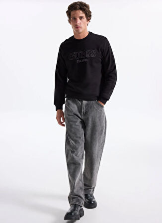 Guess Bisiklet Yaka Siyah Erkek Sweatshırt M5YQ08KCN01-JBLK Beau Erkek Sweats