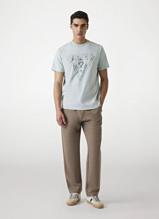 Guess Bisiklet Yaka Baskılı Gri Erkek T-Shirt M5YI42KBW41-FJZ1 Embroid Erkek Regu