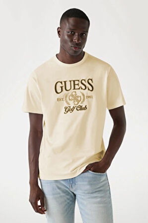 Guess Jersey Erkek Bej Regular Fit T-Shirt M5YI22K8FQ4-G1FE