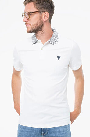 Guess Lyle Erkek Beyaz Slim Fit Polo T-Shirt M5YP60K7O64-G018
