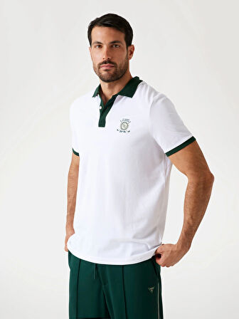 Guess Emblem Erkek Beyaz Regular Fit Polo T-Shirt M5YP03KCJV1-G011