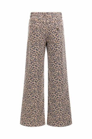 Kadın Leopar Desenli Relaxed Fit Geniş Paça Pantolon - Mix | 29/30