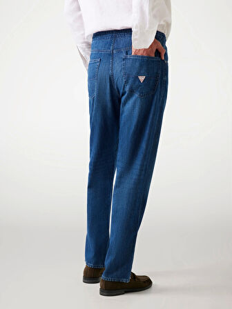 Guess Owen Erkek Mavi Keten Karışımlı Regular Fit Jean M5YAT5D5NO0-GNVA