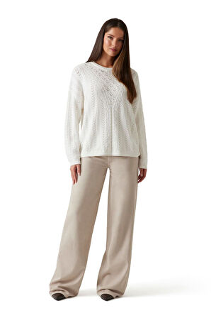 Kadın Sylvie Örgü Detaylı Triko - Beyaz | XS