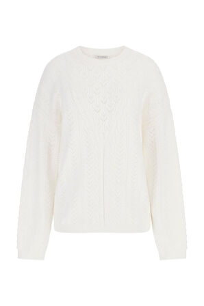 Kadın Sylvie Örgü Detaylı Triko - Beyaz | XS