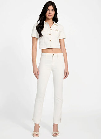 Guess Yüksek Bel Skinny Paça Slim Fit Krem Kadın Denim Pantolon Audrey Kadın Slim Fit Jean