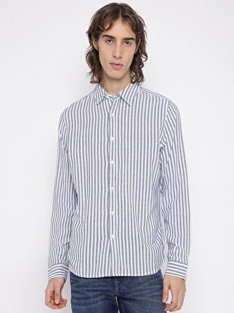 Guess Parker Erkek Mavi Keten Karışımlı Gömlek M5YH16WHC20-F7IX