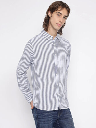 Guess Parker Erkek Mavi Keten Karışımlı Gömlek M5YH16WHC20-F7IX