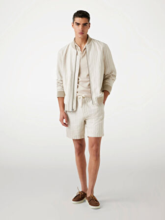 Guess Fletcher Erkek Bej Keten Karışımlı Regular Fit Şort M5YD11WHBY0-F1AD