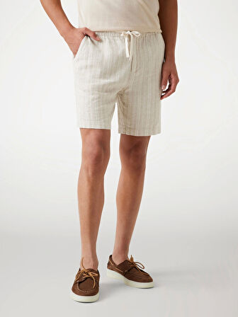 Guess Fletcher Erkek Bej Keten Karışımlı Regular Fit Şort M5YD11WHBY0-F1AD