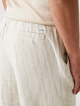 Guess Fletcher Erkek Bej Keten Karışımlı Regular Fit Şort M5YD11WHBY0-F1AD