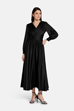 Kadın Helene Maxi Elbise - Siyah | M