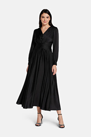 Kadın Helene Maxi Elbise - Siyah | M
