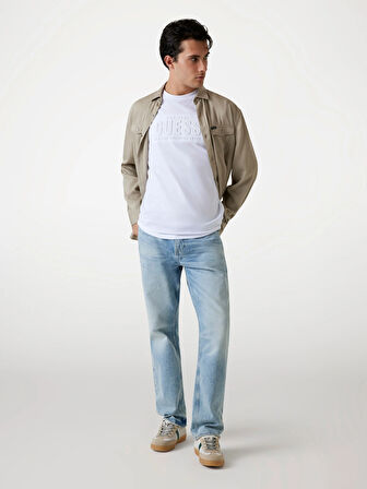 Guess Embosse Erkek Beyaz Regular Fit T-Shirt M5YI44KBW41-G011