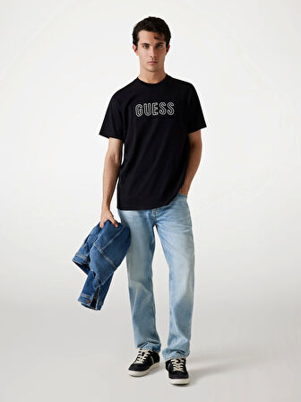 Guess Embosse Erkek Siyah Regular Fit T-Shirt M5YI44KBW41-JTMU