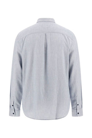 Erkek Keten Karışımlı Gömlek - Kırçıllı Mavi | M