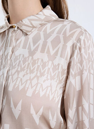 Guess Regular Fit Gömlek Yaka Desenli Bej Kadın Gömlek New Melissa Kadın Regular Fit Gömle