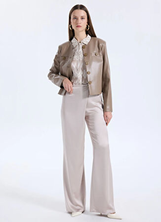 Guess Yüksek Bel Regular Fit Bej Kadın Pantolon Aretha Kadın Regular Fit Pantolon