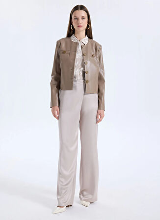 Guess Yüksek Bel Regular Fit Bej Kadın Pantolon Aretha Kadın Regular Fit Pantolon