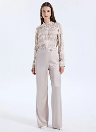 Guess Yüksek Bel Regular Fit Bej Kadın Pantolon Aretha Kadın Regular Fit Pantolon