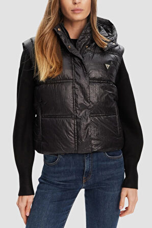Guess Ernestine Dolgulu Kadın Crop Yelek W5YL11WHDO2