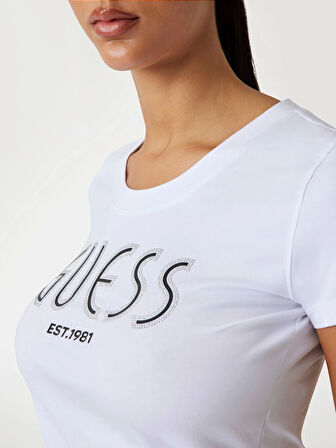 Guess Jersey Kadın Beyaz Slim Fit T-Shirt W5YI05J1314-G011