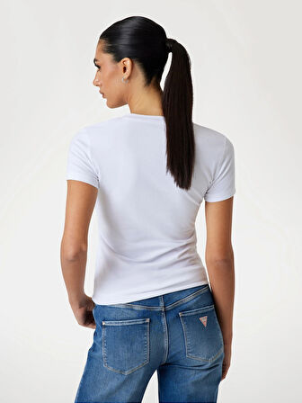 Guess Jersey Kadın Beyaz Slim Fit T-Shirt W5YI05J1314-G011