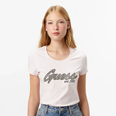 Guess Hot Kadın Pembe Slim Fit T-Shirt W5YI16J1314-A60W