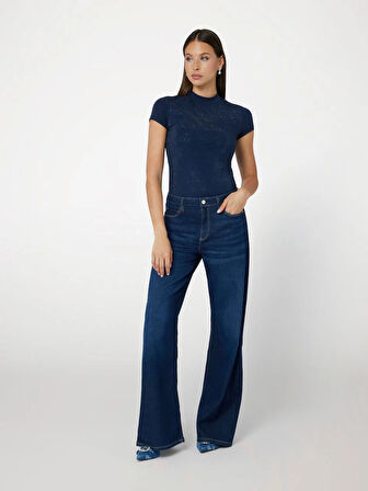 Guess Mock Kadın Mavi Slim Fit T-Shirt W4BI26J1314-G7J6