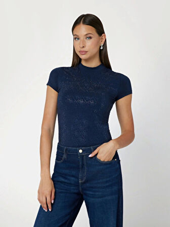 Guess Mock Kadın Mavi Slim Fit T-Shirt W4BI26J1314-G7J6