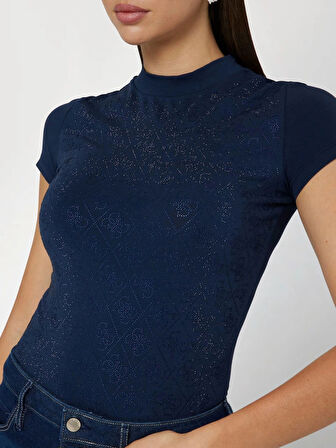 Guess Mock Kadın Mavi Slim Fit T-Shirt W4BI26J1314-G7J6