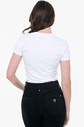 Guess Triangle Kadın Beyaz Slim Fit T-Shirt W5YI08J1314-G011