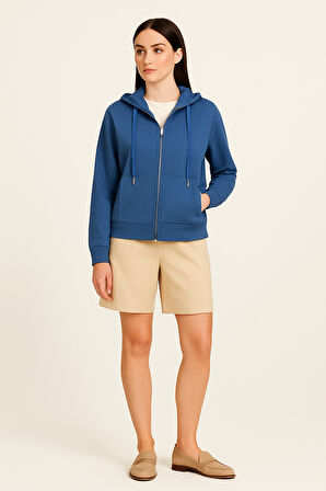 Guess Tam Fermuarlı Scuba Kumaş Kadın Sweatshirt W5YQ05KBYE2