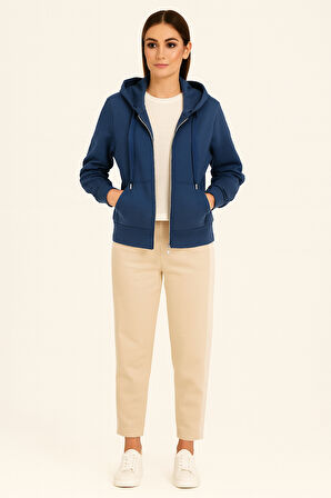 Guess Tam Fermuarlı Scuba Kumaş Kadın Sweatshirt W5YQ05KBYE2