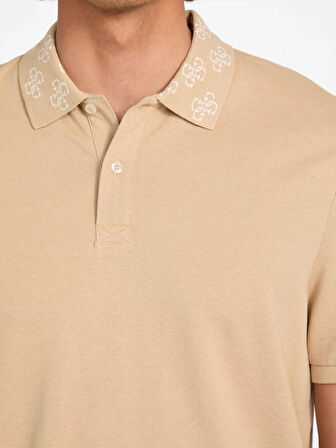 Guess Pique Erkek Bej Regular Fit Polo T-Shirt M5YP34KCJV1-G1FE