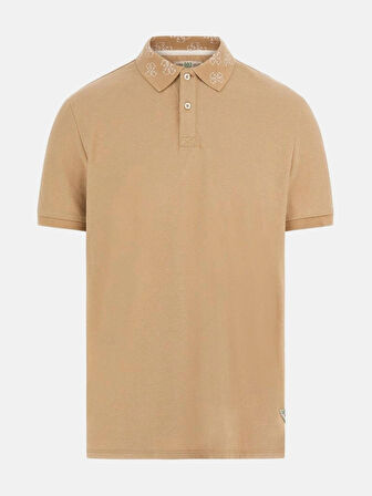 Guess Pique Erkek Bej Regular Fit Polo T-Shirt M5YP34KCJV1-G1FE